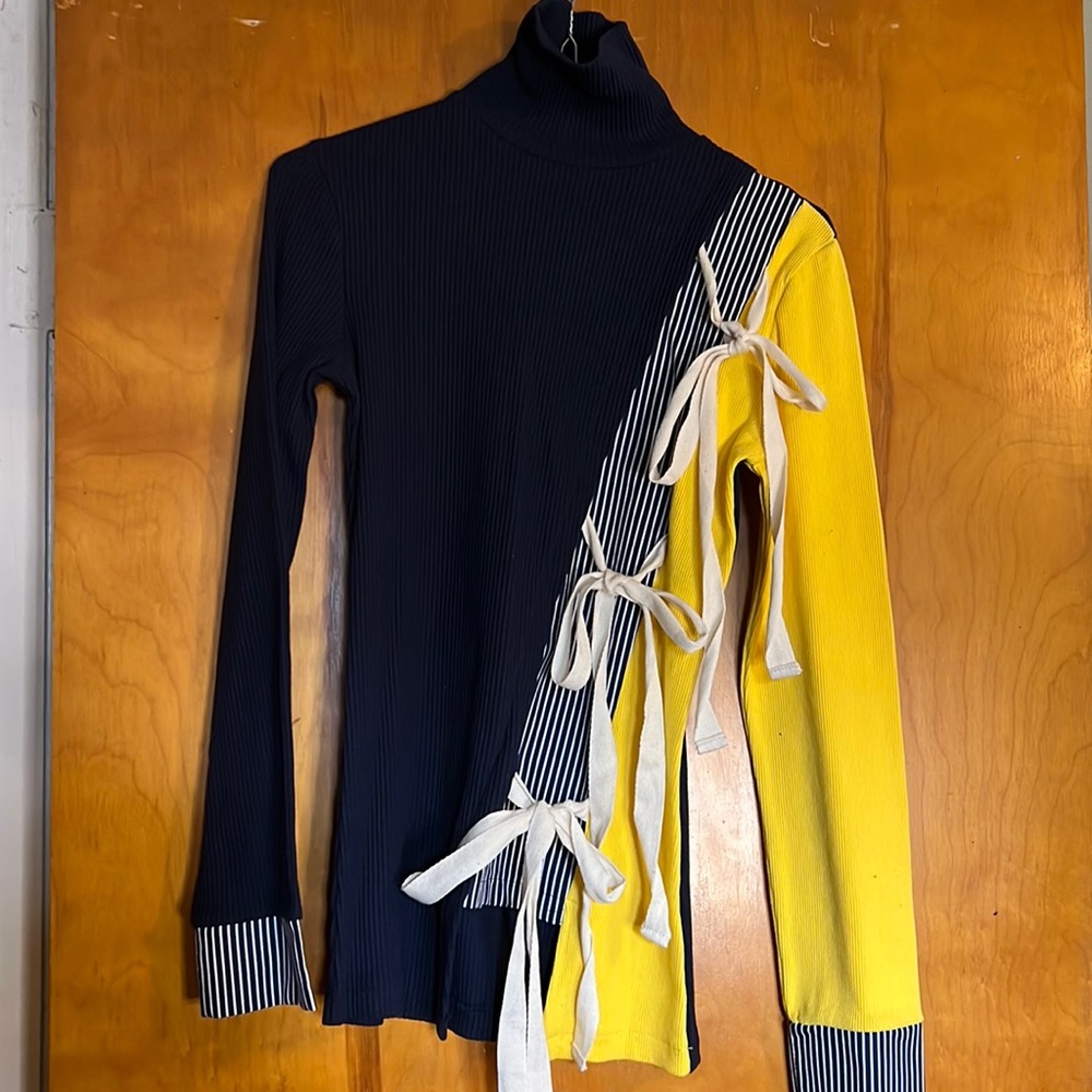 Navy, white & yellow sweater: